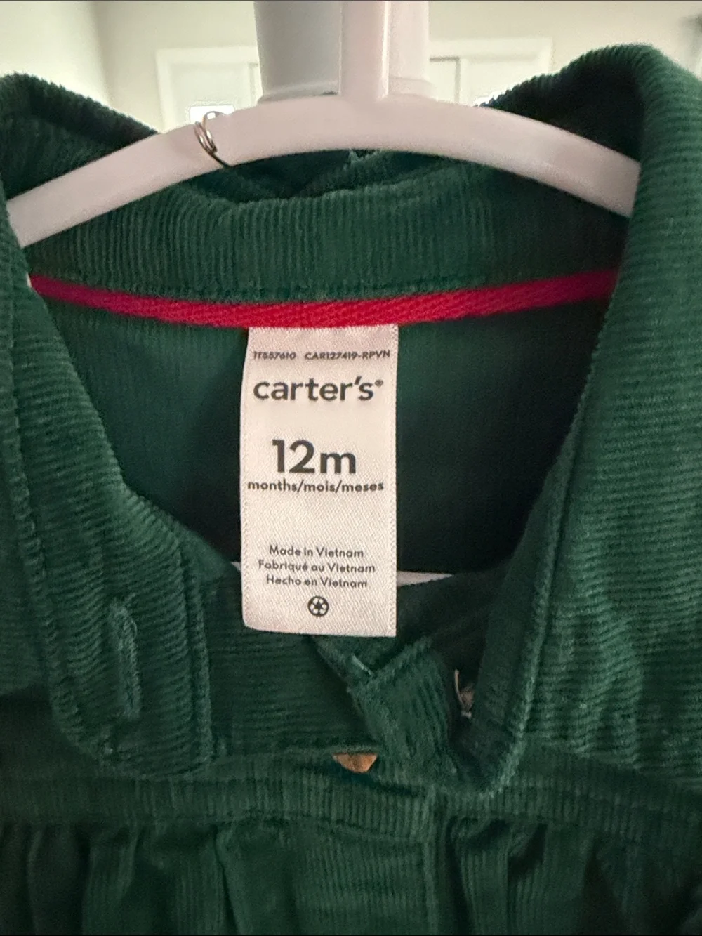 Carter's Dark Green Corduroy Button-Front Baby Jacket Dress